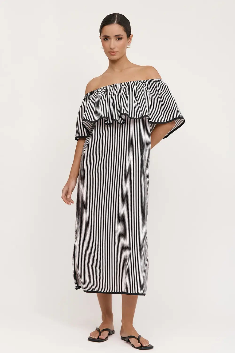 BRONTE STRIPE RUFFLE DRESS