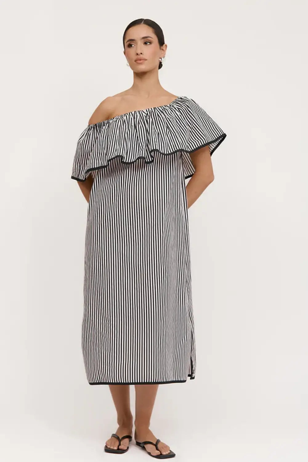 BRONTE STRIPE RUFFLE DRESS