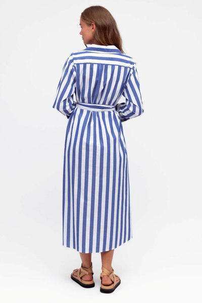 EARN YOUR STRIPES MIDI DRESS BLUE