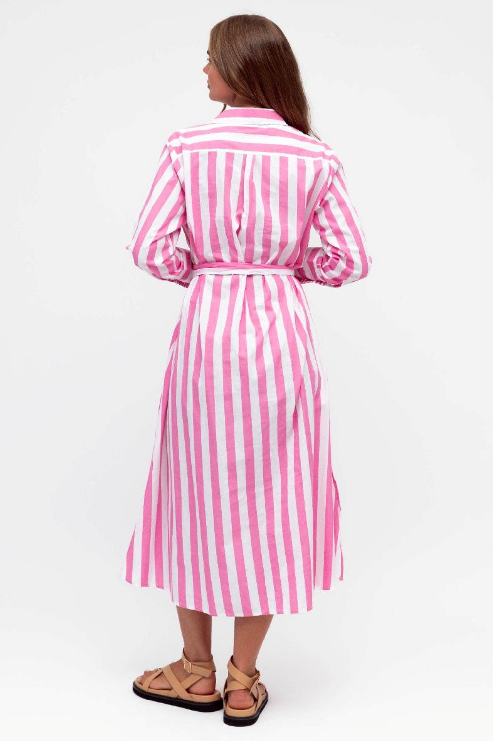 EARN YOUR STRIPES MIDI DRESS PINK