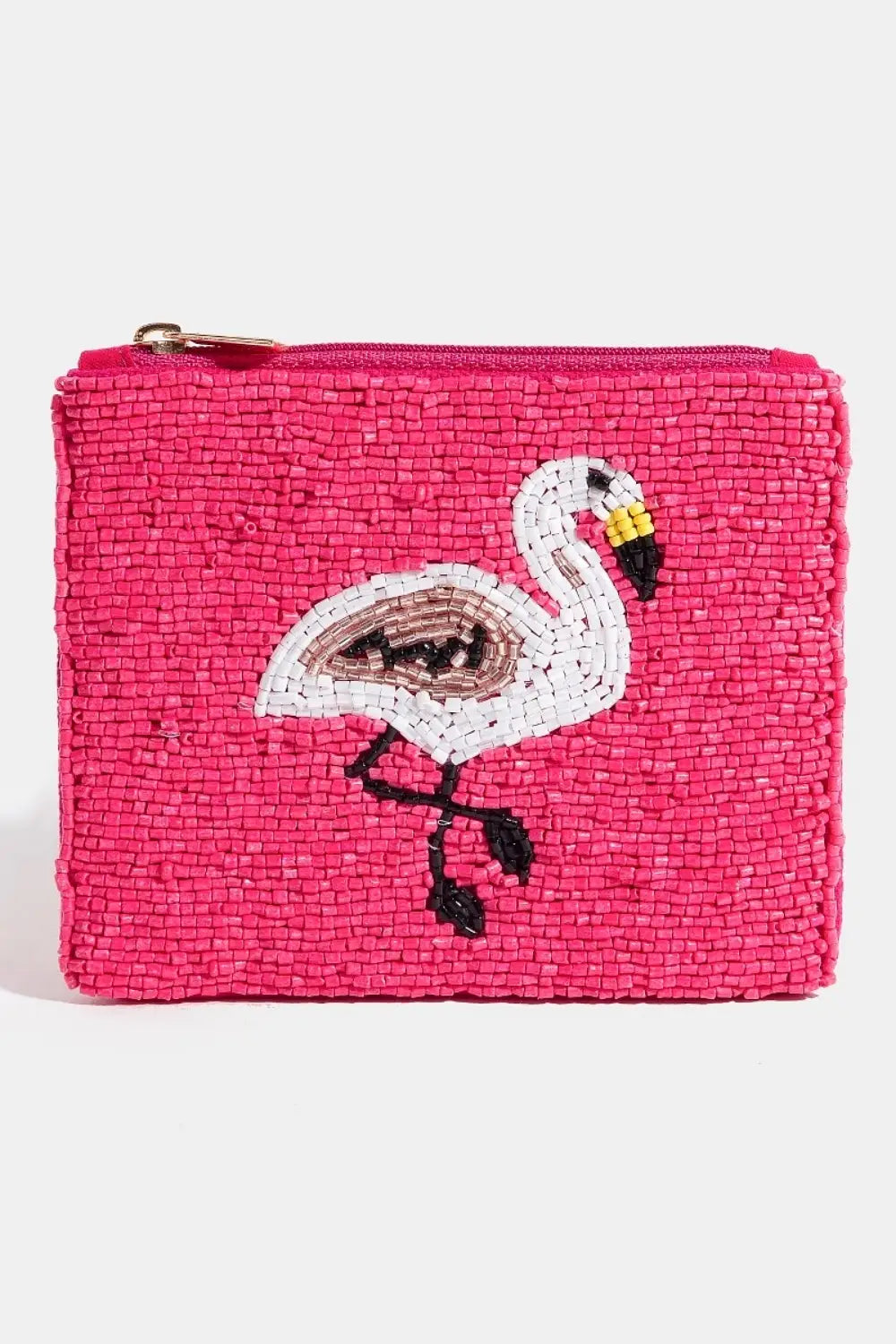 BEADED COIN PURSE FLAMINGO