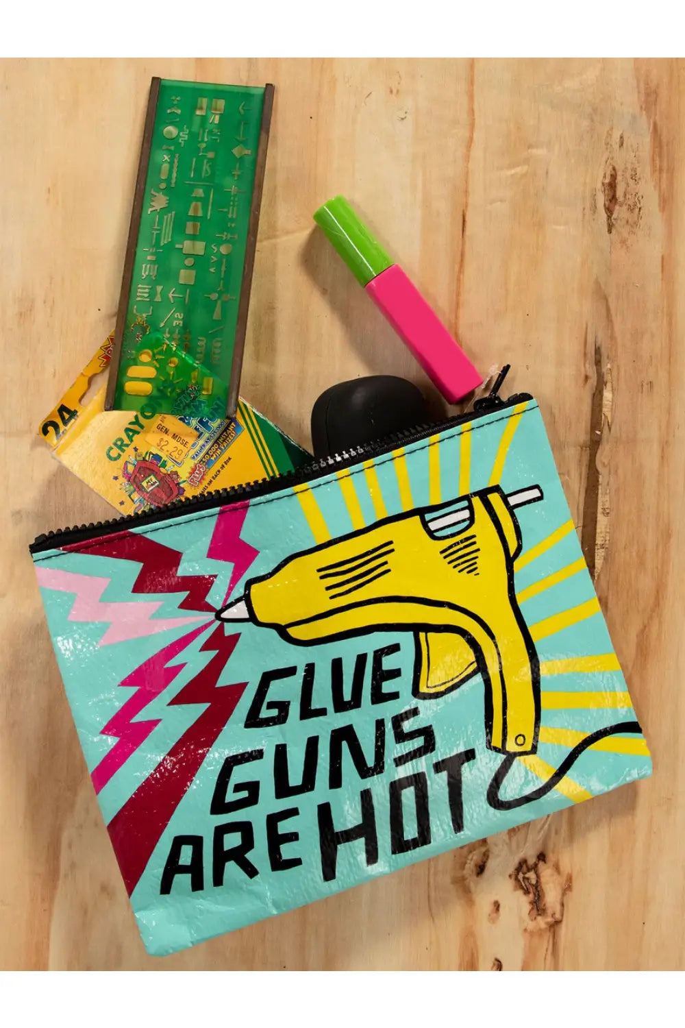 GLUE GUNS ARE HOT ZIP POUCH