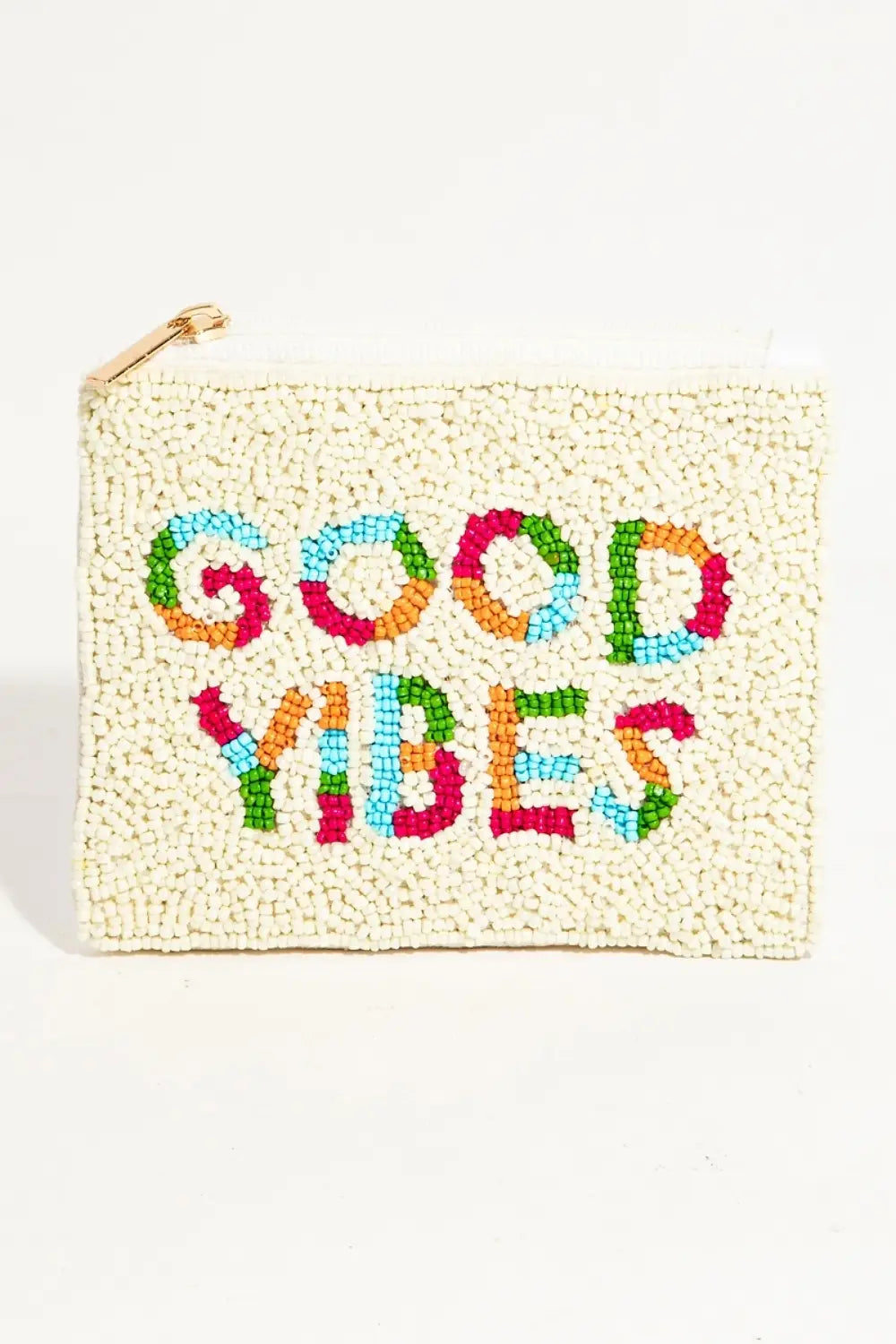 BEADED COIN PURSE GOOD VIBES