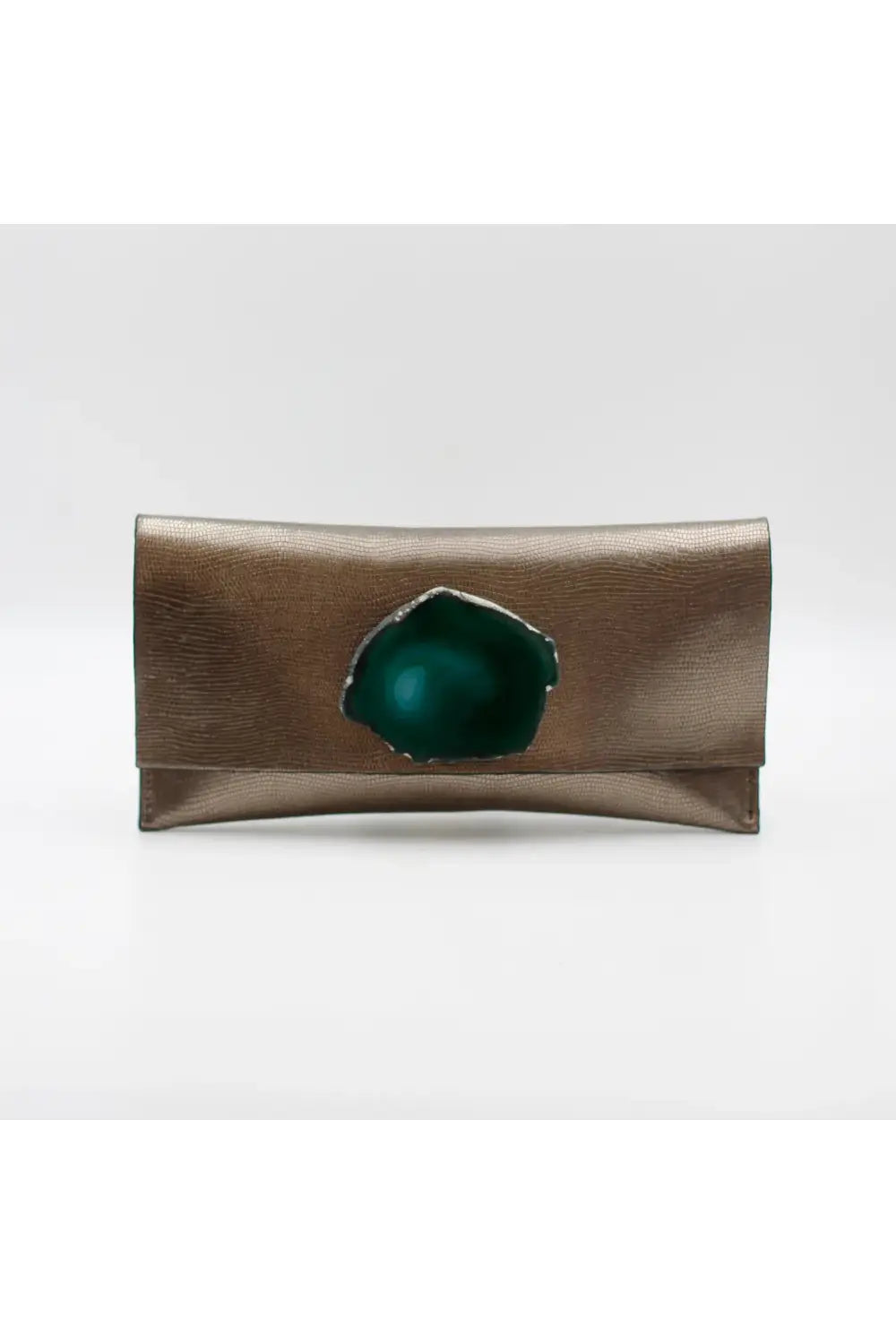 MAXI WALLET GUNMETAL & GREEN AGATE