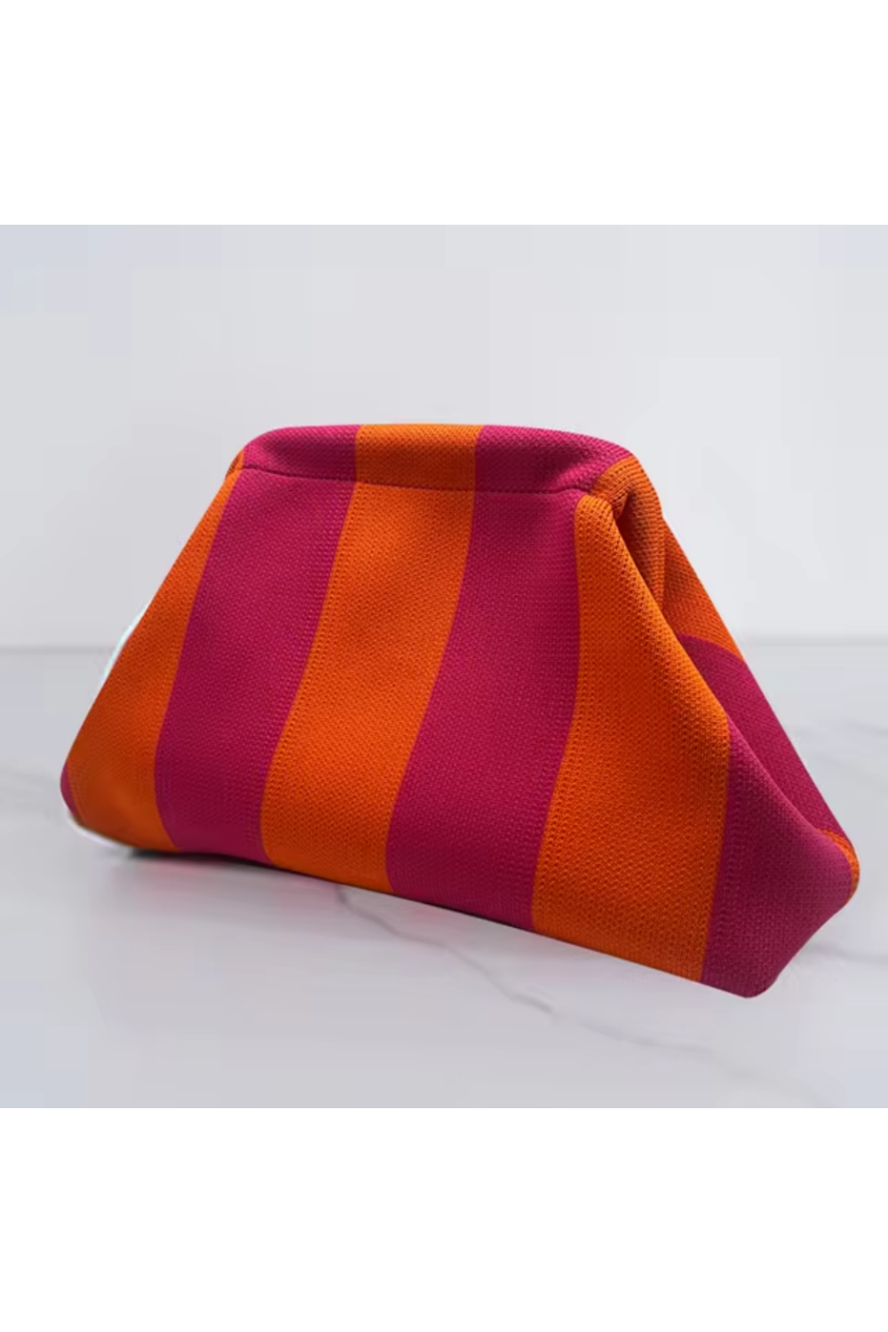 LUNCH IN SANTORINI CLUTCH PINK & ORANGE STRIPE