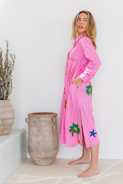 MEET ME IN THE MALDIVES SHIRT DRESS PINK