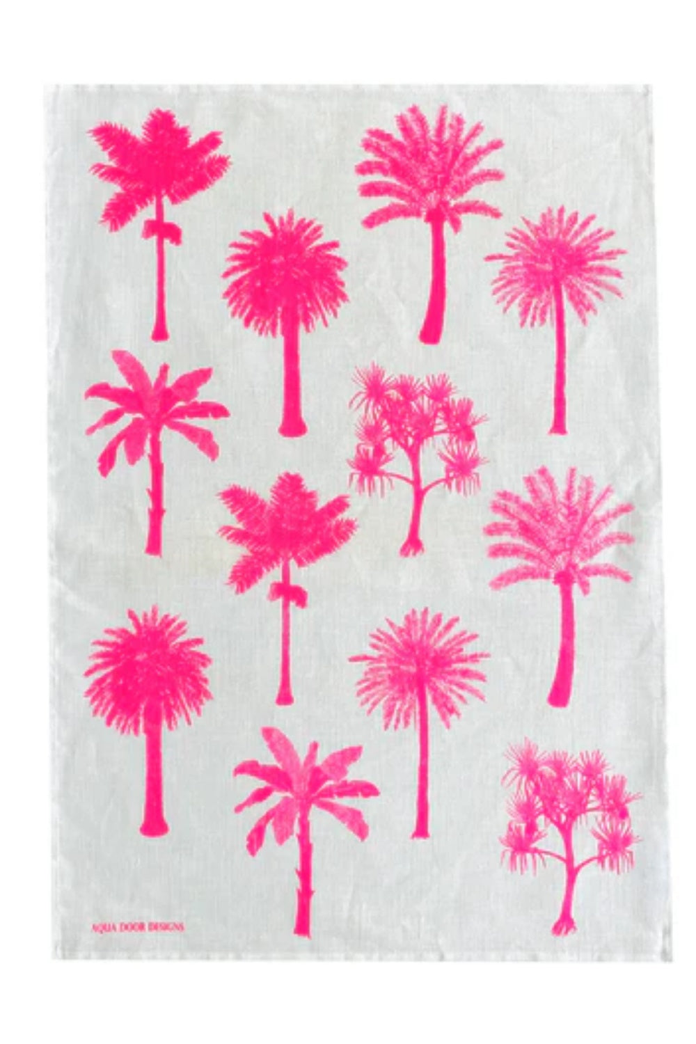 AQUA DOOR DESIGNS PALMS TEA TOWEL NEON PINK