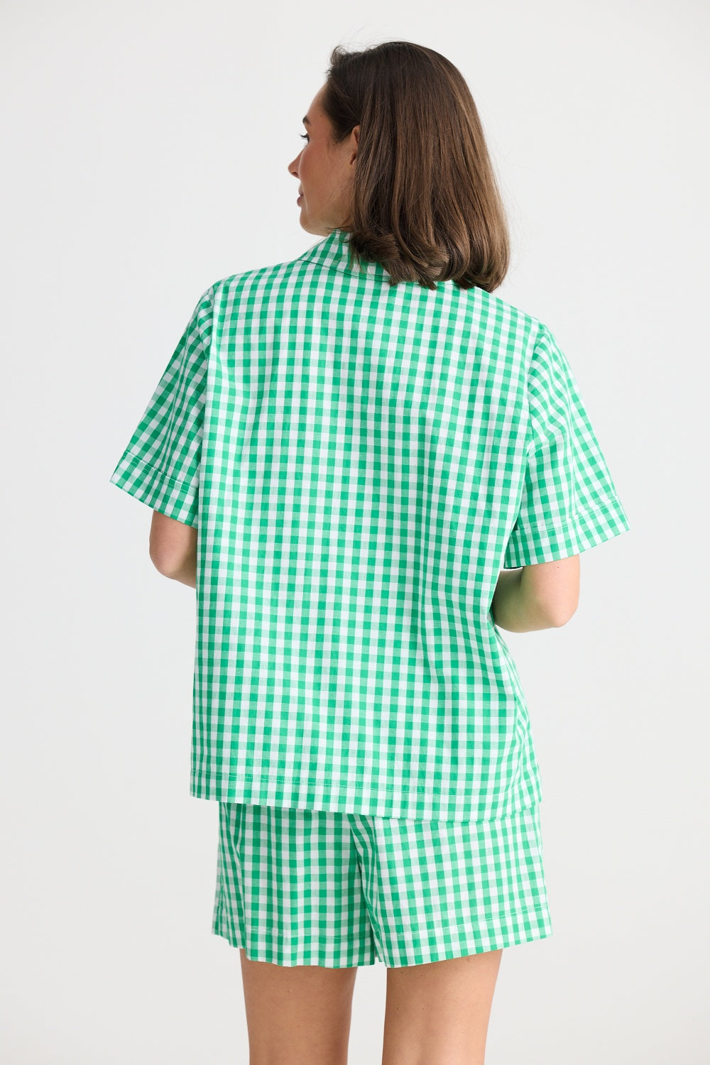 IN BED PYJAMA SET GREEN GINGHAM