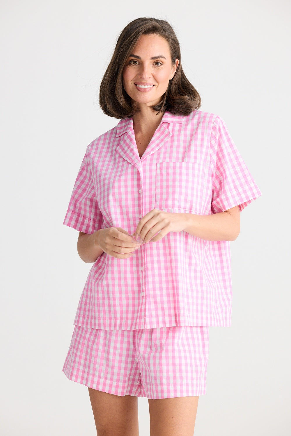 IN BED PYJAMA SET PINK GINGHAM