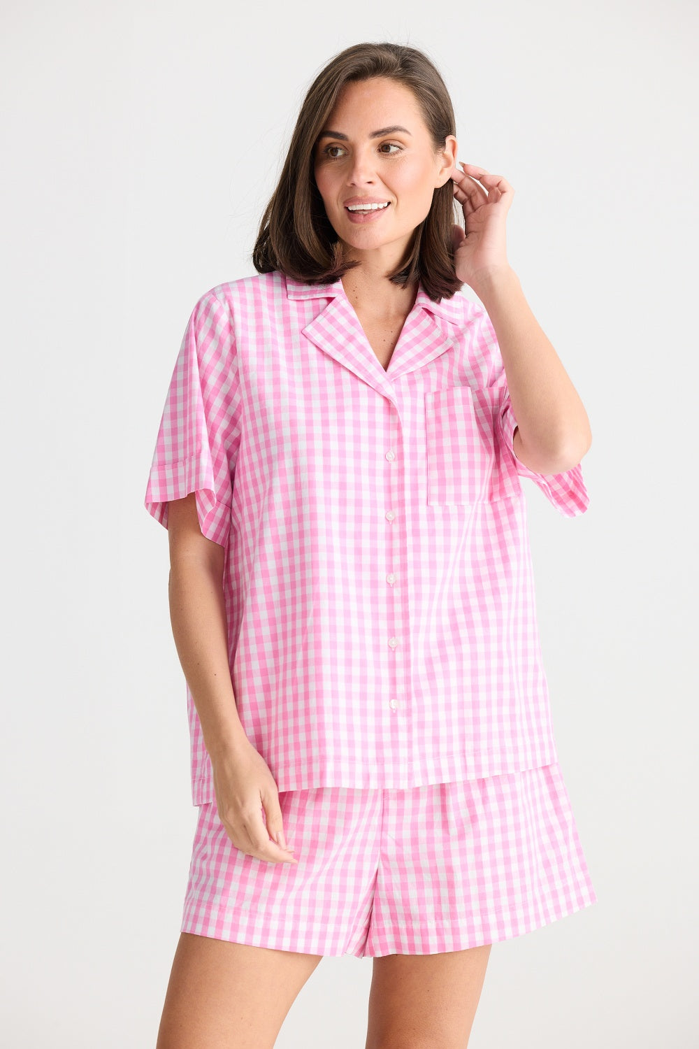 IN BED PYJAMA SET PINK GINGHAM