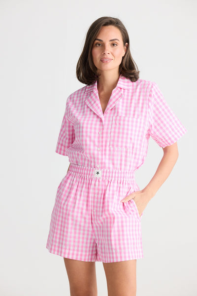 IN BED PYJAMA SET PINK GINGHAM