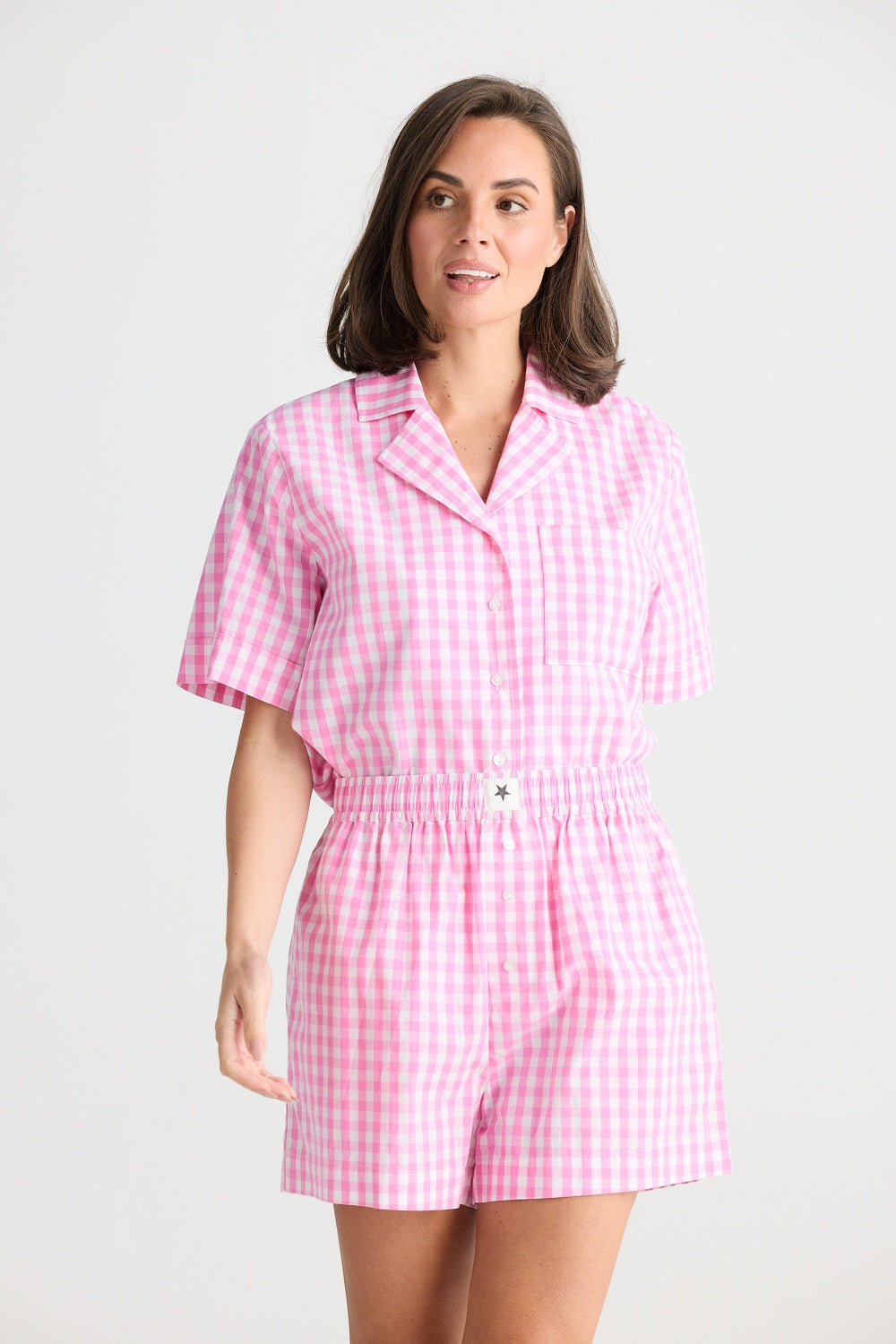 IN BED PYJAMA SET PINK GINGHAM