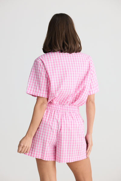 IN BED PYJAMA SET PINK GINGHAM