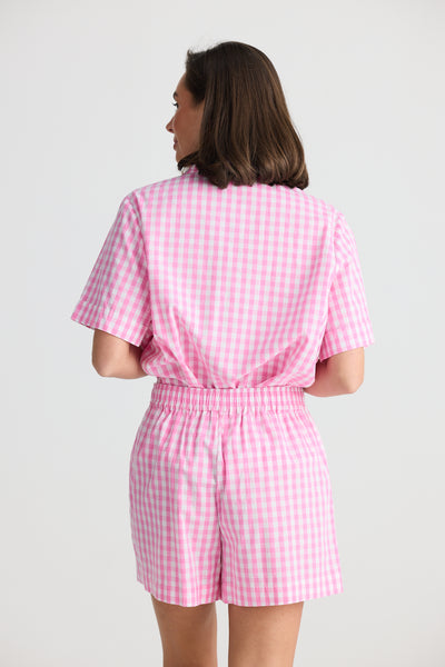 IN BED PYJAMA SET PINK GINGHAM