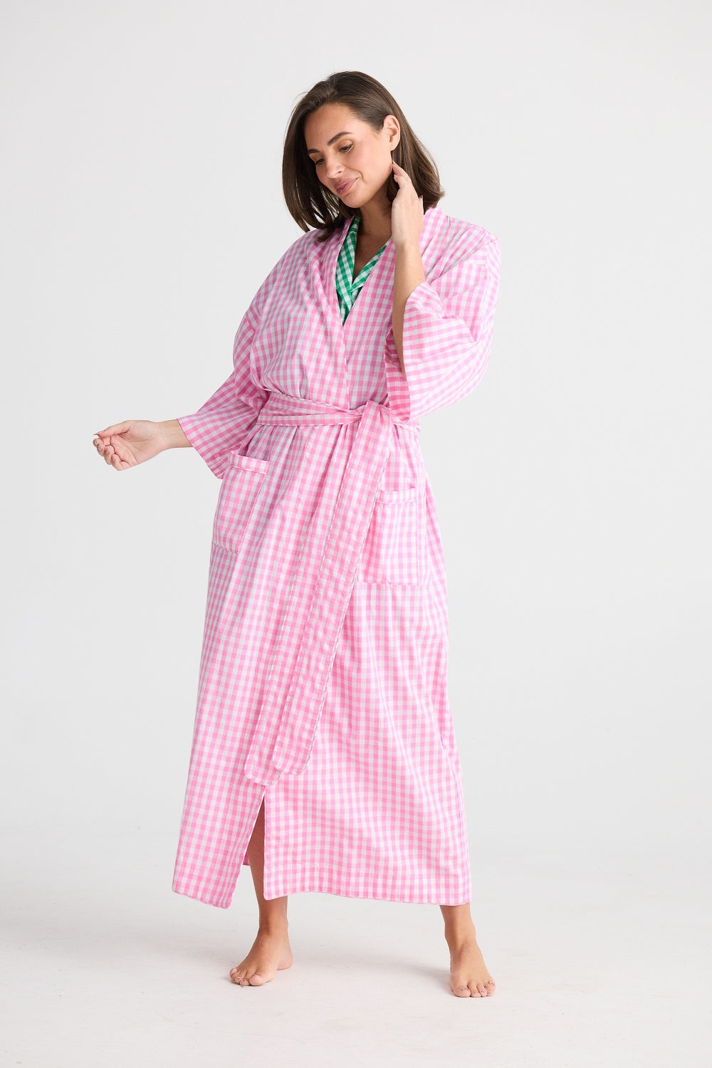 IN BED ROBE PINK GINGHAM