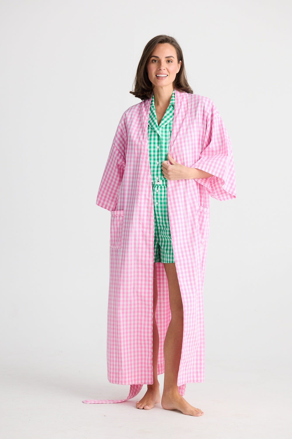 IN BED ROBE PINK GINGHAM