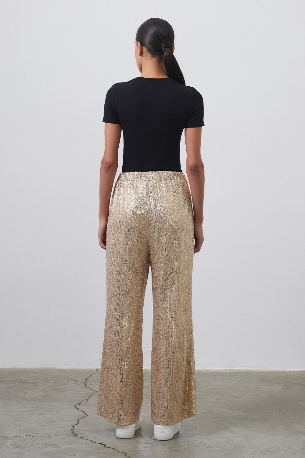 Gold high waisted pants best sale