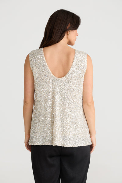 SHOWSTOPPER SEQUIN TOP CHAMPAGNE