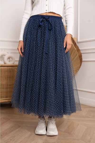 POIS TULLE SKIRT NAVY