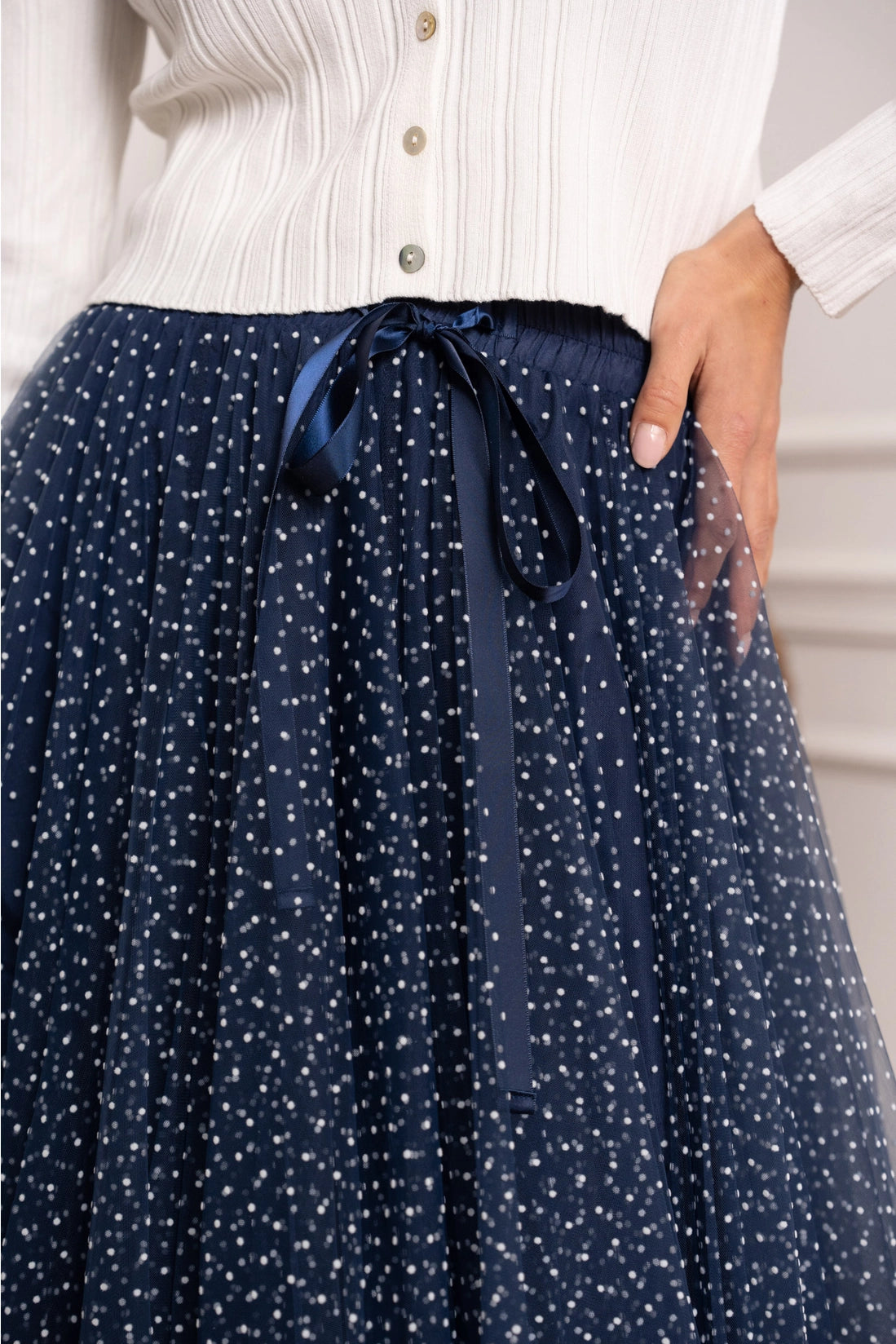 POIS TULLE SKIRT NAVY