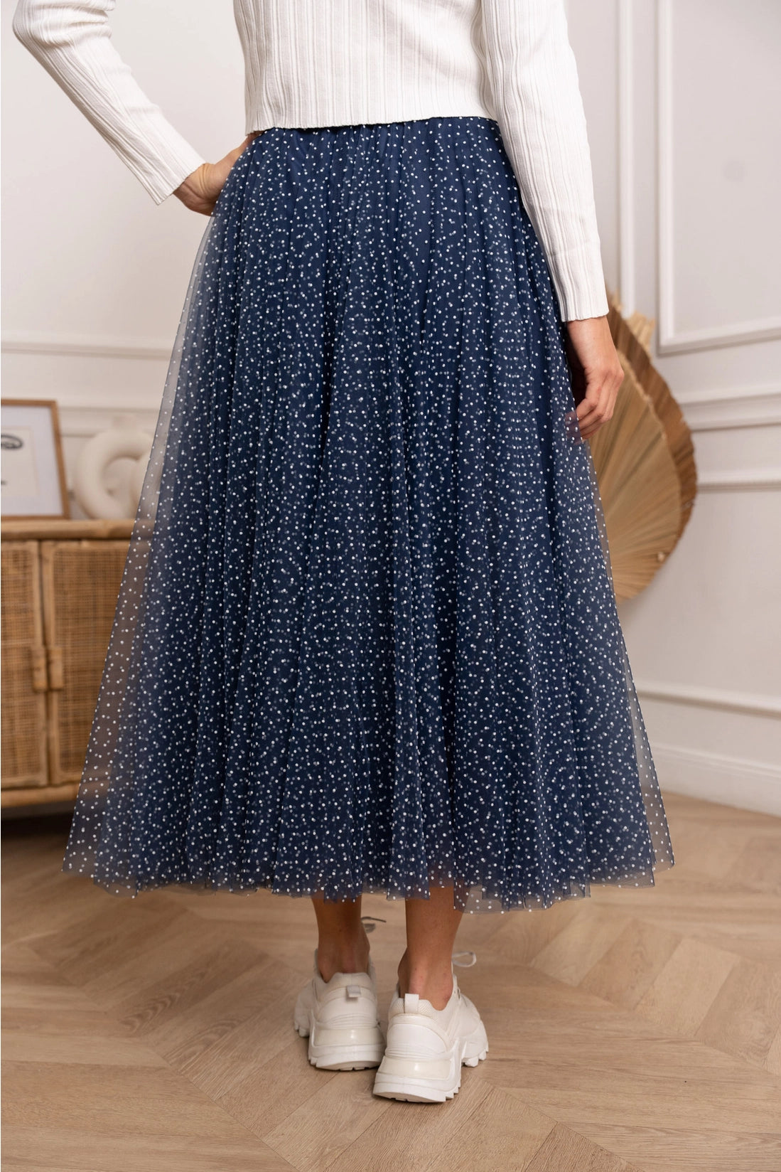 POIS TULLE SKIRT NAVY