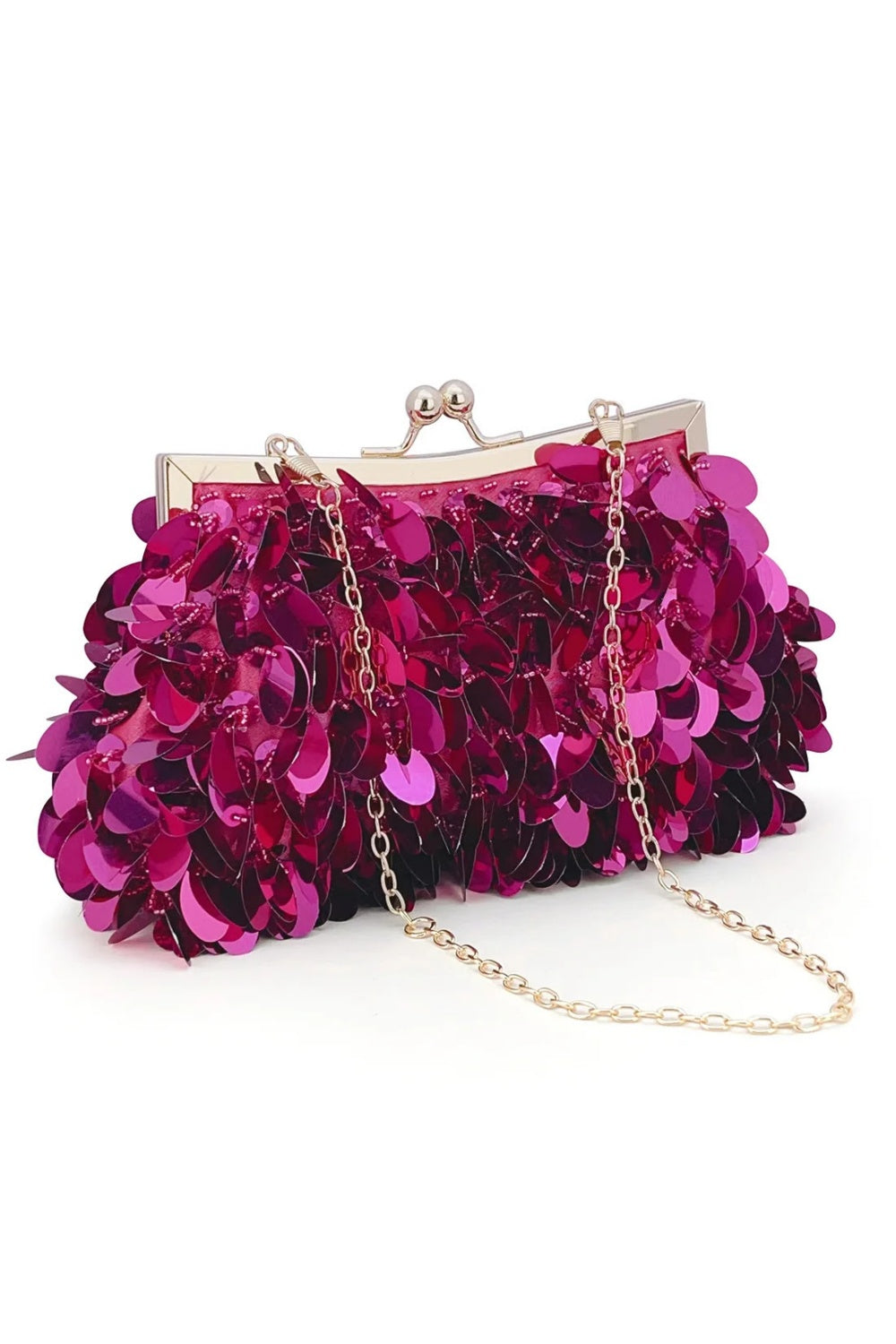 THAT KINDA GIRL SEQUIN CLUTCH FUCHSIA