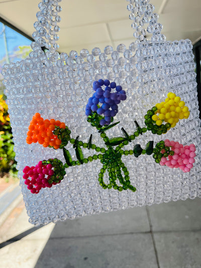 TIPTOE THROUGH THE TULIPS BEADED TOTE