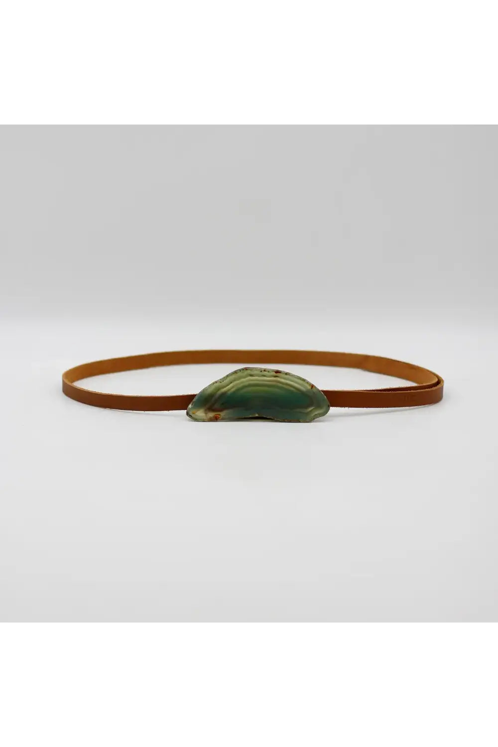 THIN LEATHER BELT TAN & GREEN AGATE