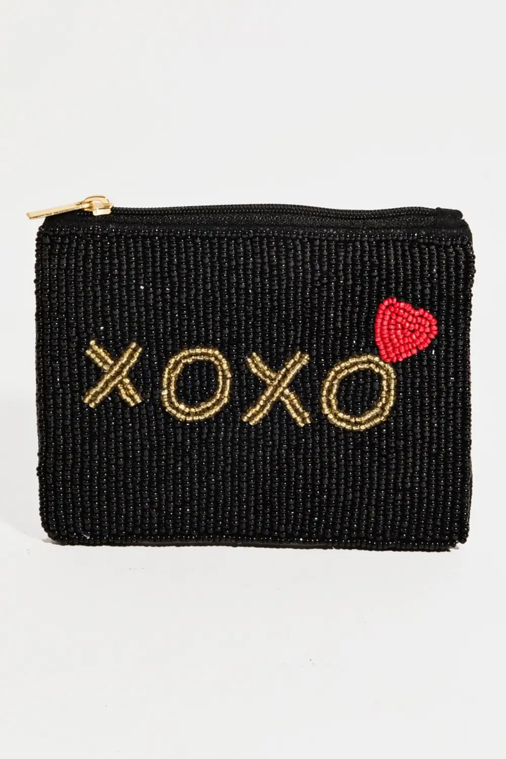 BEADED COIN PURSE XOXO BLACK