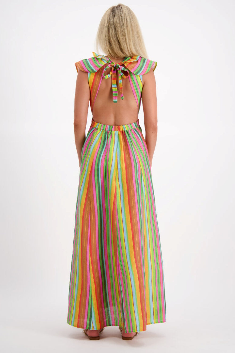 FRANKIE PLUNGE MAXI DRESS MULTI STRIPE