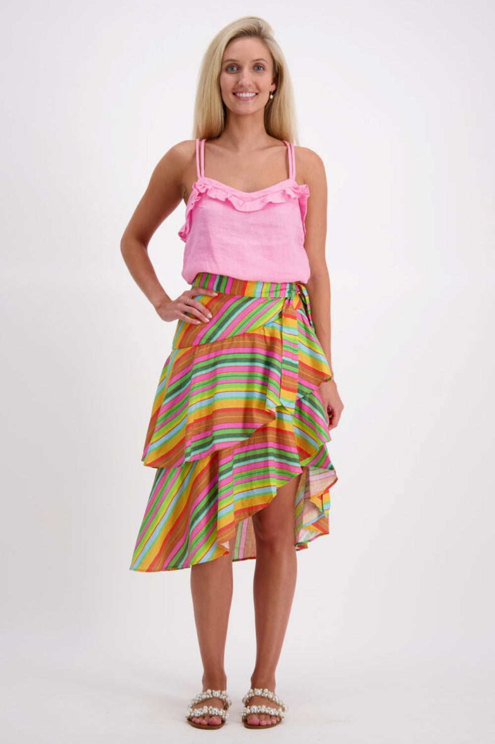 FRANCESCA WRAP SKIRT MULTI STRIPE