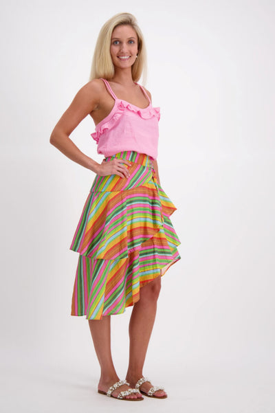 FRANCESCA WRAP SKIRT MULTI STRIPE