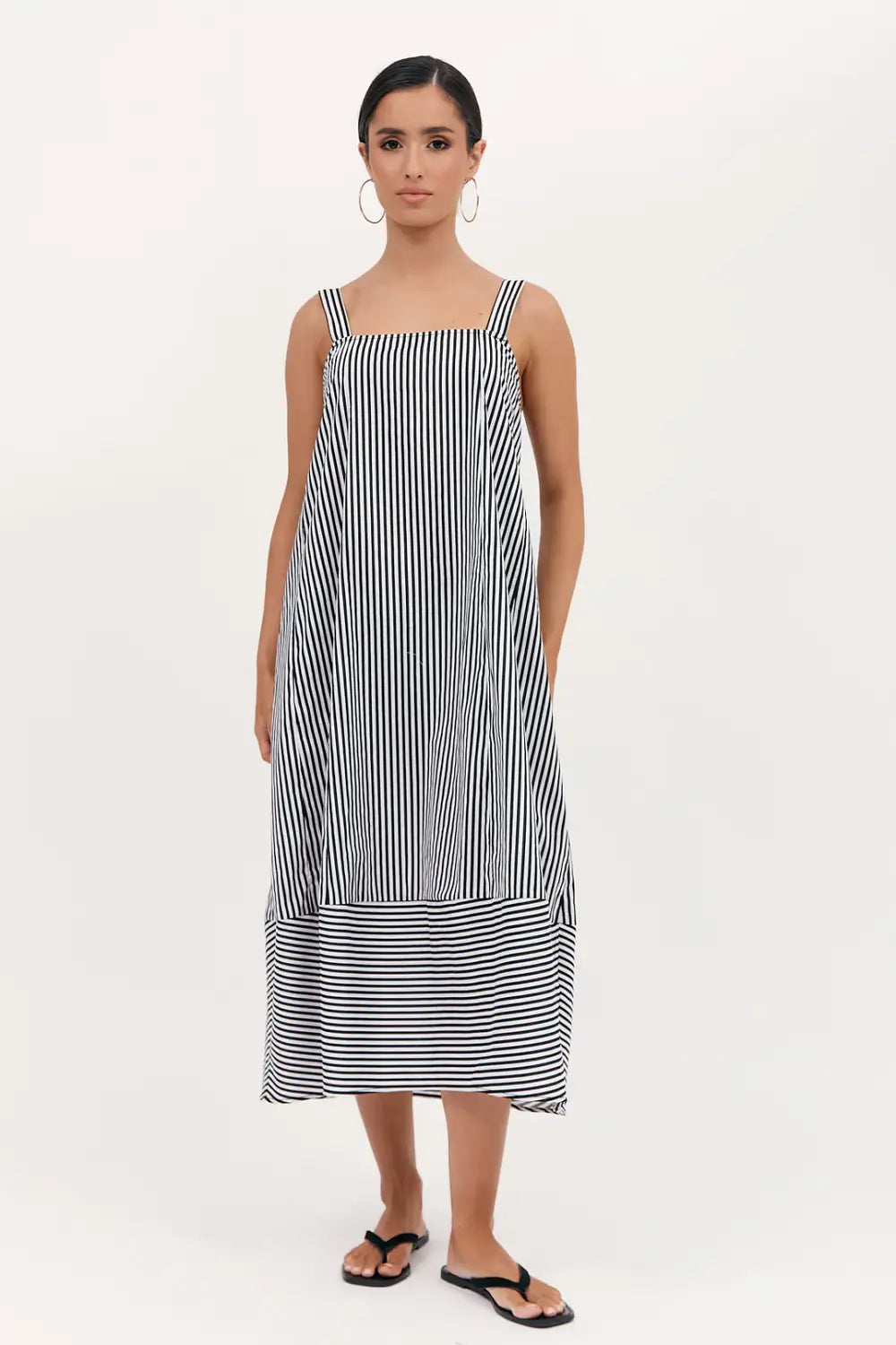 SHAY STRIPE TULIP HEM MIDI DRESS