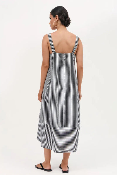 SHAY STRIPE TULIP HEM MIDI DRESS